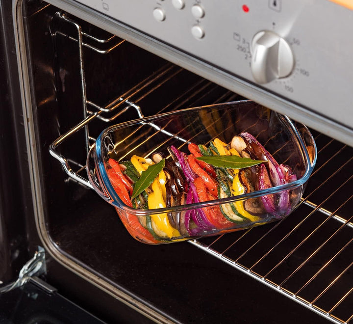 Pyrex® - Cook & Store - 3er Set rechteckige Glasschalen mit Deckel (0,4l, 1,1l und 2,5l) - BPA-frei