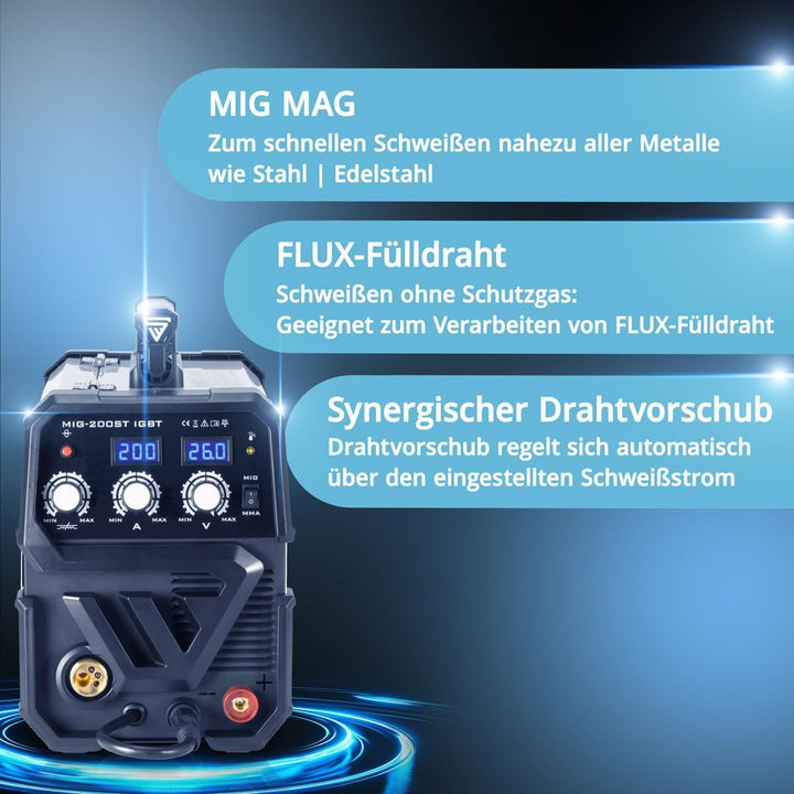 STAHLWERK MIG MAG 200 ST IGBT - MIG MAG Schutzgas Schweissgerät mit 200 Ampere, FLUX Fülldraht geeig
