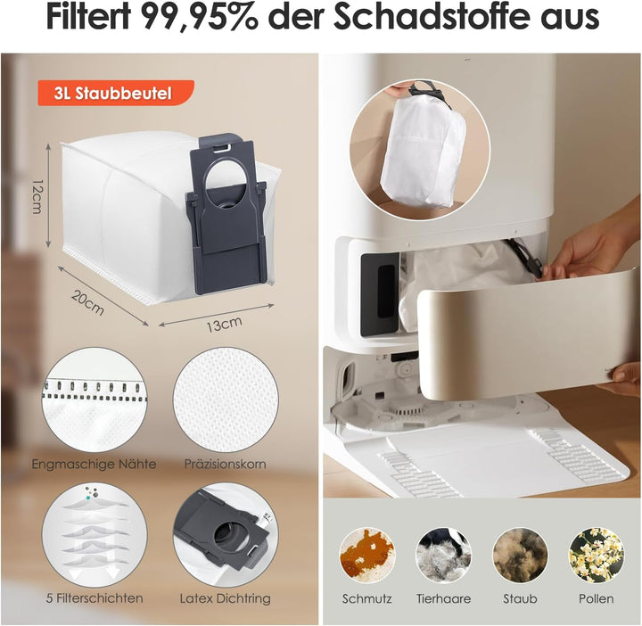Zubehörset für dreame L40s Pro Ultra/X50 Ultra Complete/L50 Pro Ultra, 4*Staubbeutel 4*Mopp Wischpad