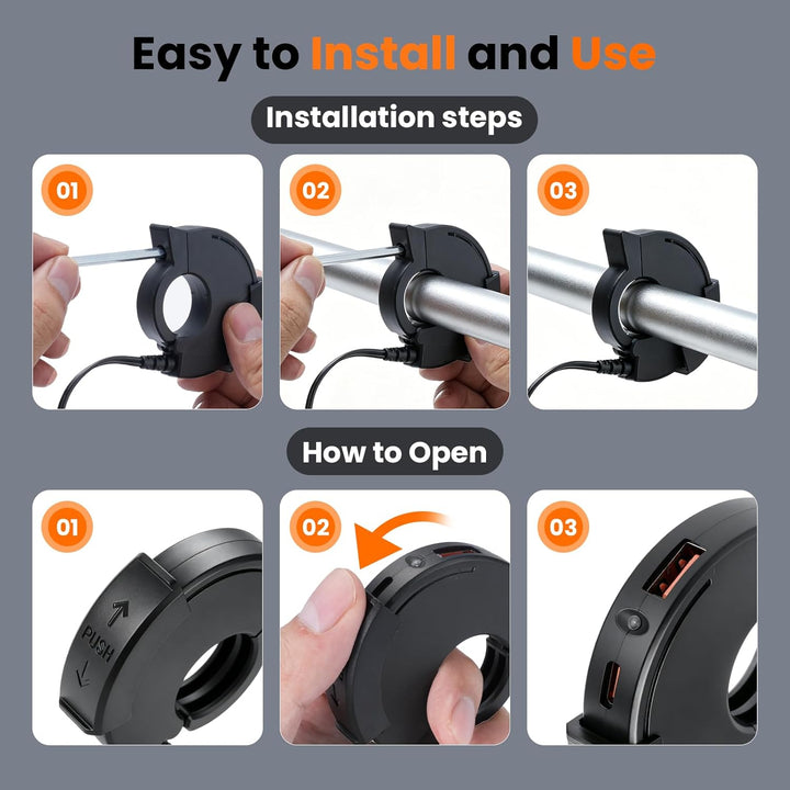 RUIZHI 48W Motorrad USB Ladegerät 12V Wasserdicht USB C Motorrad Steckdose QC3.0 USB-A und PD Type-C