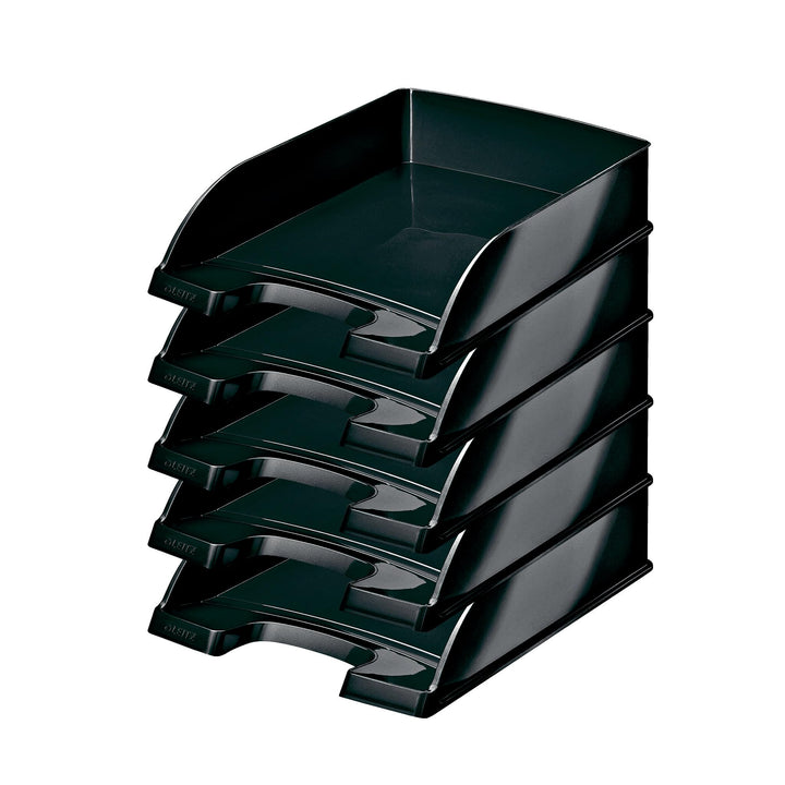 Leitz Briefkorb, A4, 5er Pack, Schwarz, WOW-Serie, 52263095 Schwarz 5 Stück, Schwarz 5 Stück