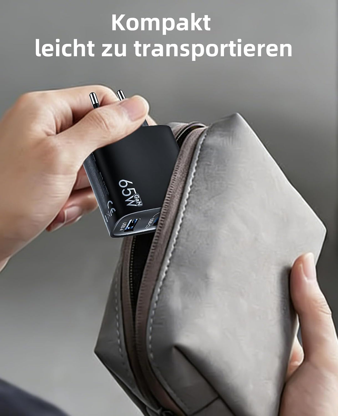 XUI USB C Ladegerät 65W 3-Port, USB-C Netzteil, PPS 60W Schnellladegerät schwarz, schwarz
