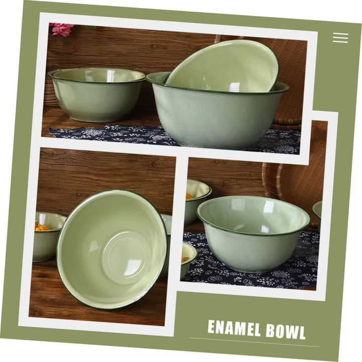 Cabilock Vintage Emailleschale Grün mit Exquisiter Verarbeitung Praktische Küchensuppenhalter aus Di