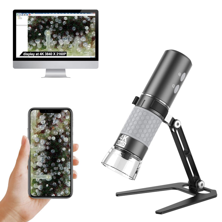 Ninyoon 4K WiFi Mikroskop Verbesserter Ständer für iPhone Android PC, 50-1000X USB Digitales Mikrosk