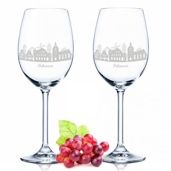 GRAVURZEILE Leonardo Weinglas - Skyline Fehmarn Design - Hochwertige Laser-Gravur - schönes Geschenk