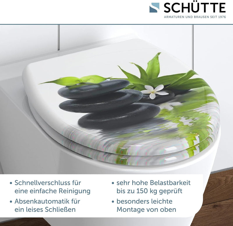 SCHÜTTE WC-Sitz Duroplast JASMIN, Toilettensitz mit Absenkautomatik und Schnellverschluss für die ei