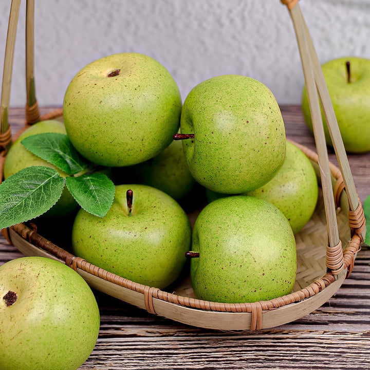 Gresorth 6 Stück Lebensechte Künstliche Grün Apfel Faux Gefälschte Apfels Früchte Obst Party Festiva