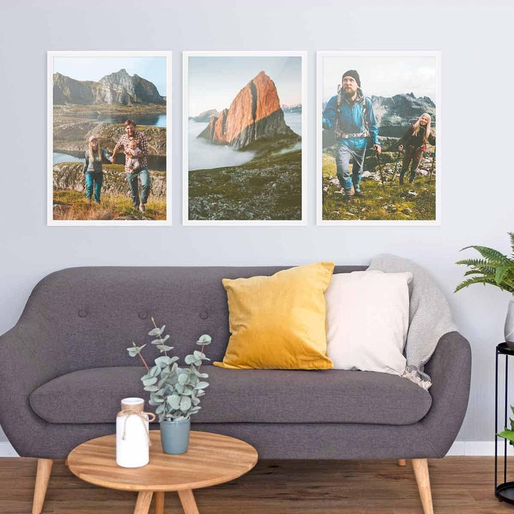 PHOTOLINI Bilderrahmen 50x70 Weiss 3er Set, Puzzle Rahmen 50x70 Holz MDF mit Acrylglas, Bilderrahmen