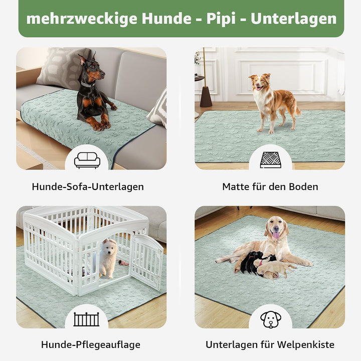 Super Saugfähig Welpenunterlagen Waschbar, 1er Weich Puppy Pads 208x133 cm | Auslaufsicher Welpen Un