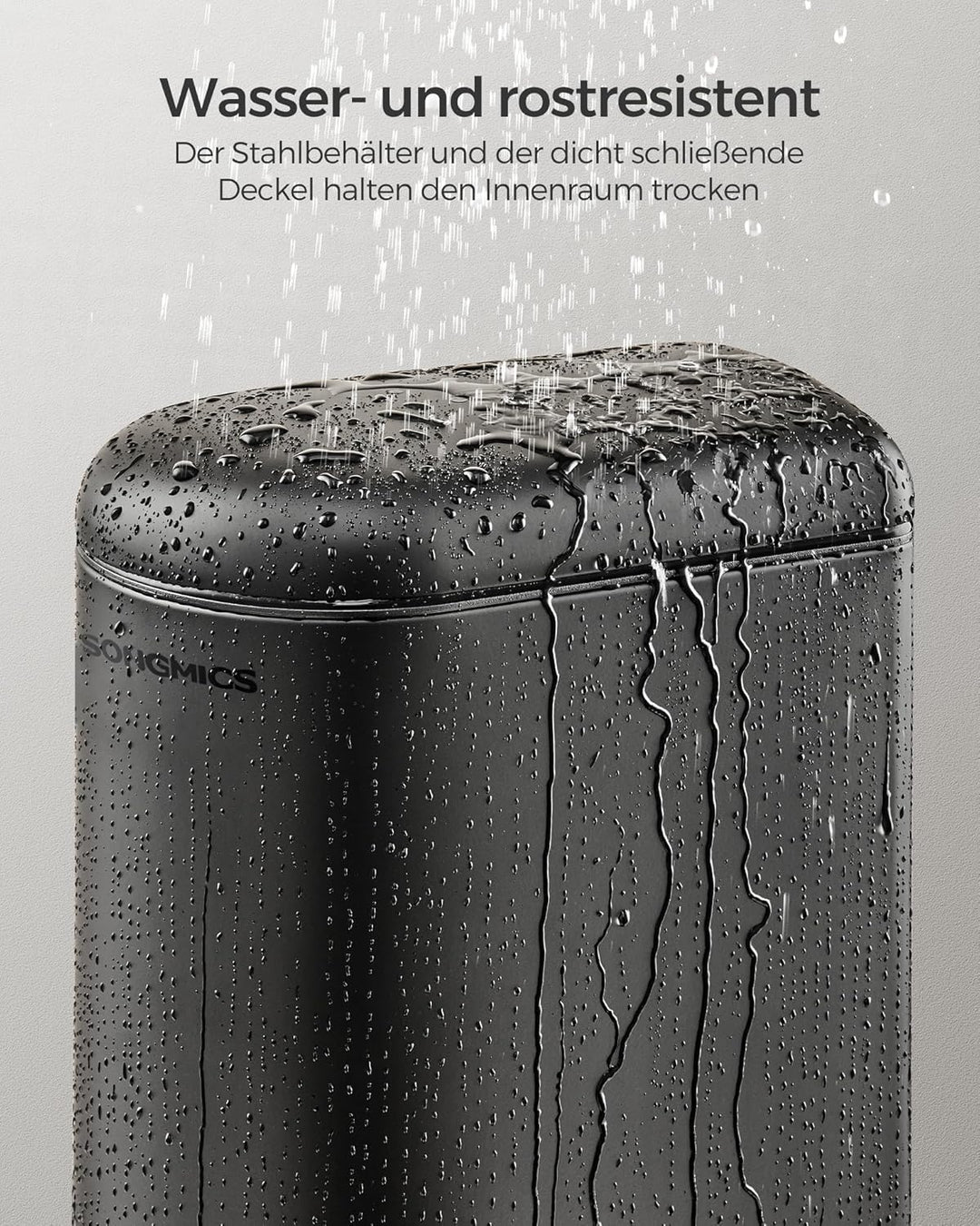 SONGMICS Kosmetikeimer, 10 Liter, Mülleimer Bad, mit Deckel, Tretmülleimer, Abfalleimer klein, schma
