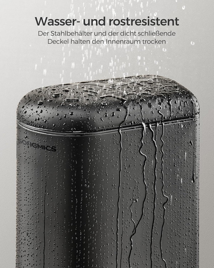 SONGMICS Kosmetikeimer, 10 Liter, Mülleimer Bad, mit Deckel, Tretmülleimer, Abfalleimer klein, schma