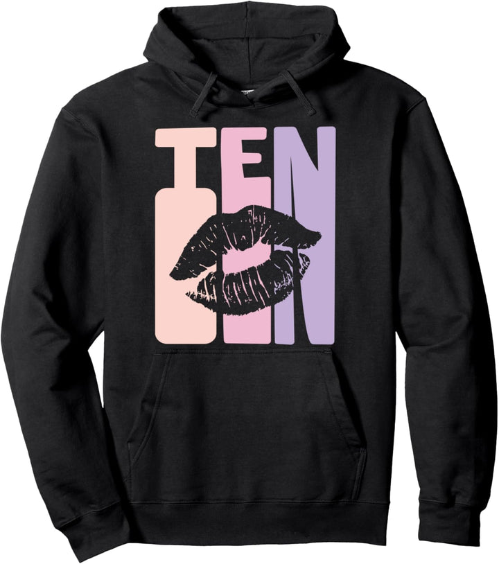 10. Geburtstag Mädchen Süsses Kuss Mund Lippen Kussmund Pullover Hoodie