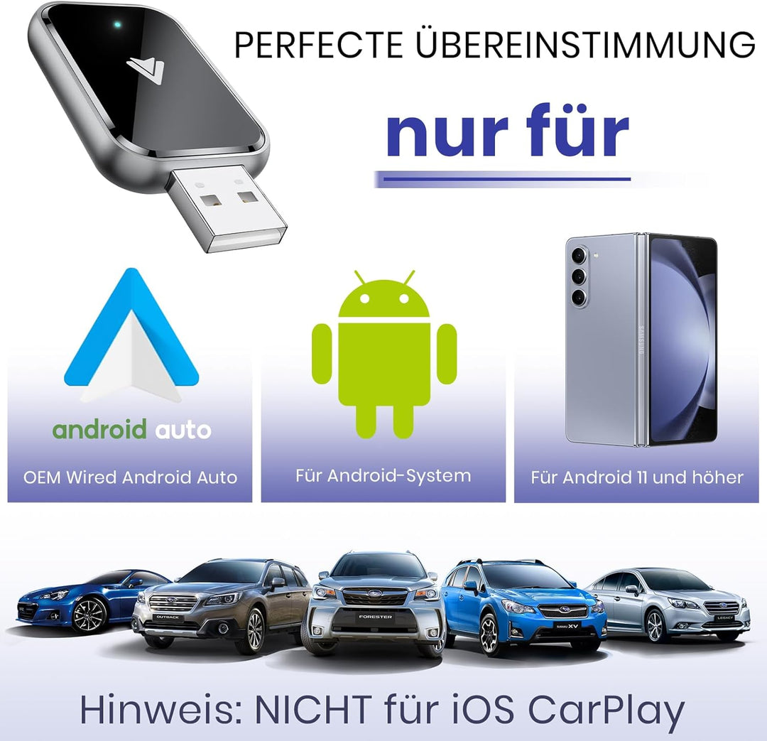 Kabelloser Android Autoschlüssel - schneller und stabiler Android Auto Adapter