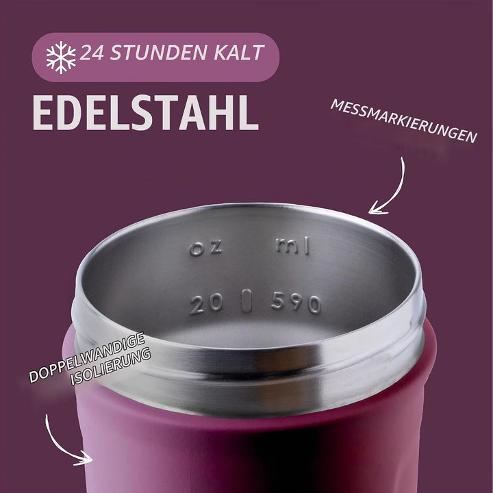 BlenderBottle Strada - Edelstahl Trinkflasche, Thermoflasche mit BlenderBall, Protein Shaker und Fit