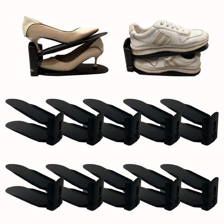 10 Stück Schuhschlitzversteller, doppellagig, verstellbar, Schuhregal, platzsparend, im Kleiderschra