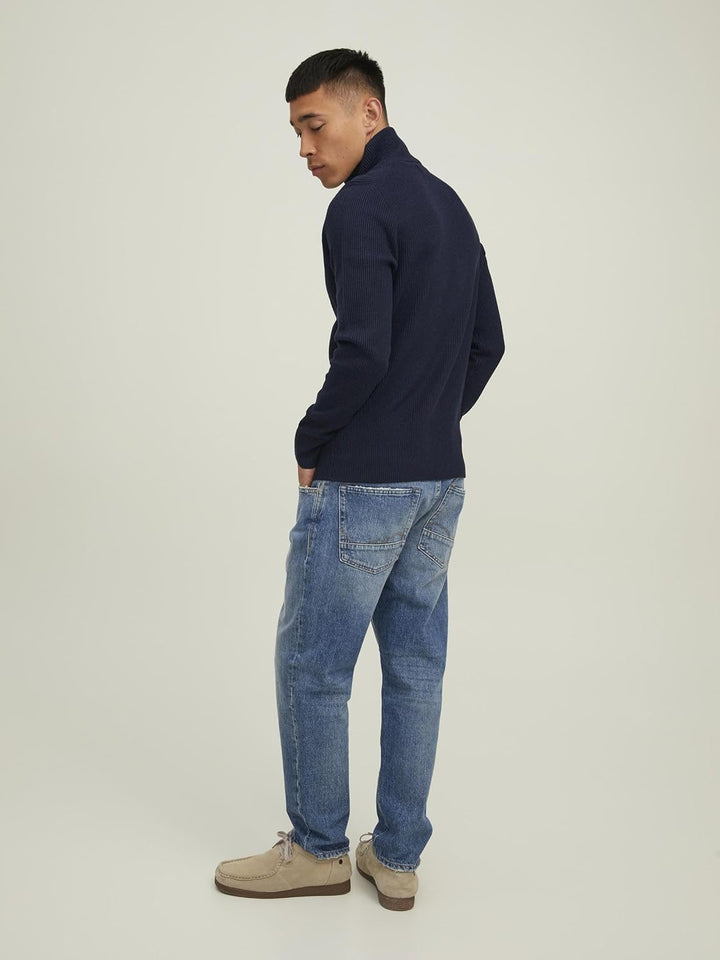 JACK & JONES Herren Jprperfect Knit Half Zip Sn Pullover Sweater M Maritime Blue/Detail:maritime Nav