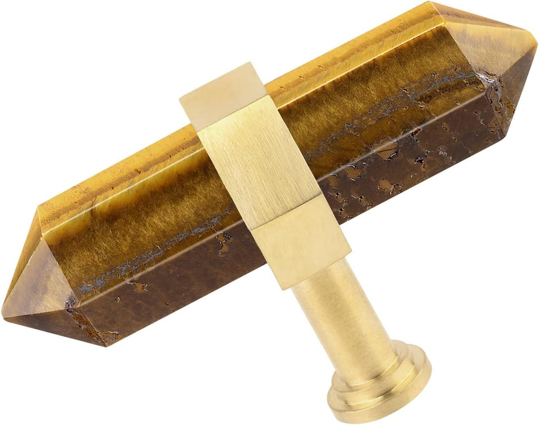 mookaitedecor Satz von 2 Tigerauge Sechseck Double Kristall Punkte Schublade Knöpfe mit Schrauben, C
