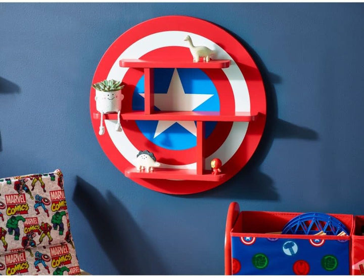 Disney Captain America 3 Tier, Wall Shelf with Storage for Kids