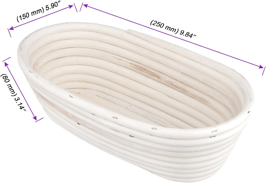 2 Stück Gärkörbchen Oval 25x15x8 cm, Rattan Brot Gärkorb mit Leineneinsatz, Brotgärkörbe Set Brotbac