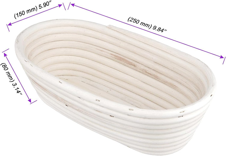 2 Stück Gärkörbchen Oval 25x15x8 cm, Rattan Brot Gärkorb mit Leineneinsatz, Brotgärkörbe Set Brotbac