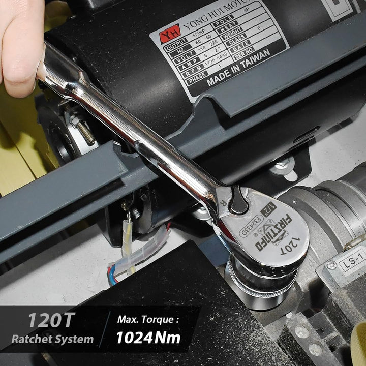 FIRSTINFO F32433D Ratsche 1/2″(12.7 mm) – versiegelter Kopf mit 120 Zähnen | kompakter umkehrbarer K