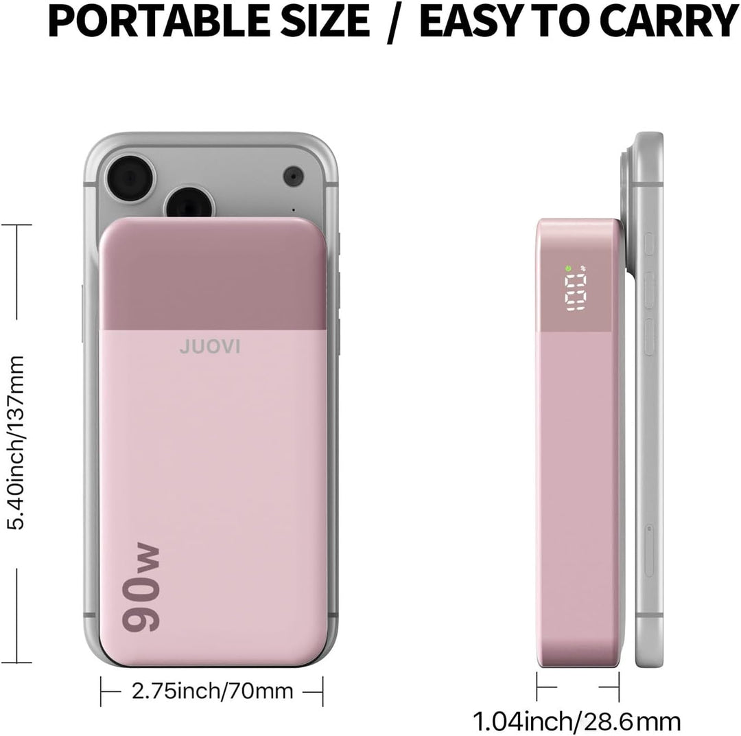 JUOVI Laptop Power Bank, 90W 20000mAh USB C Tragbarer Ladegerät Powerbank | Externe Handyakkus Schne