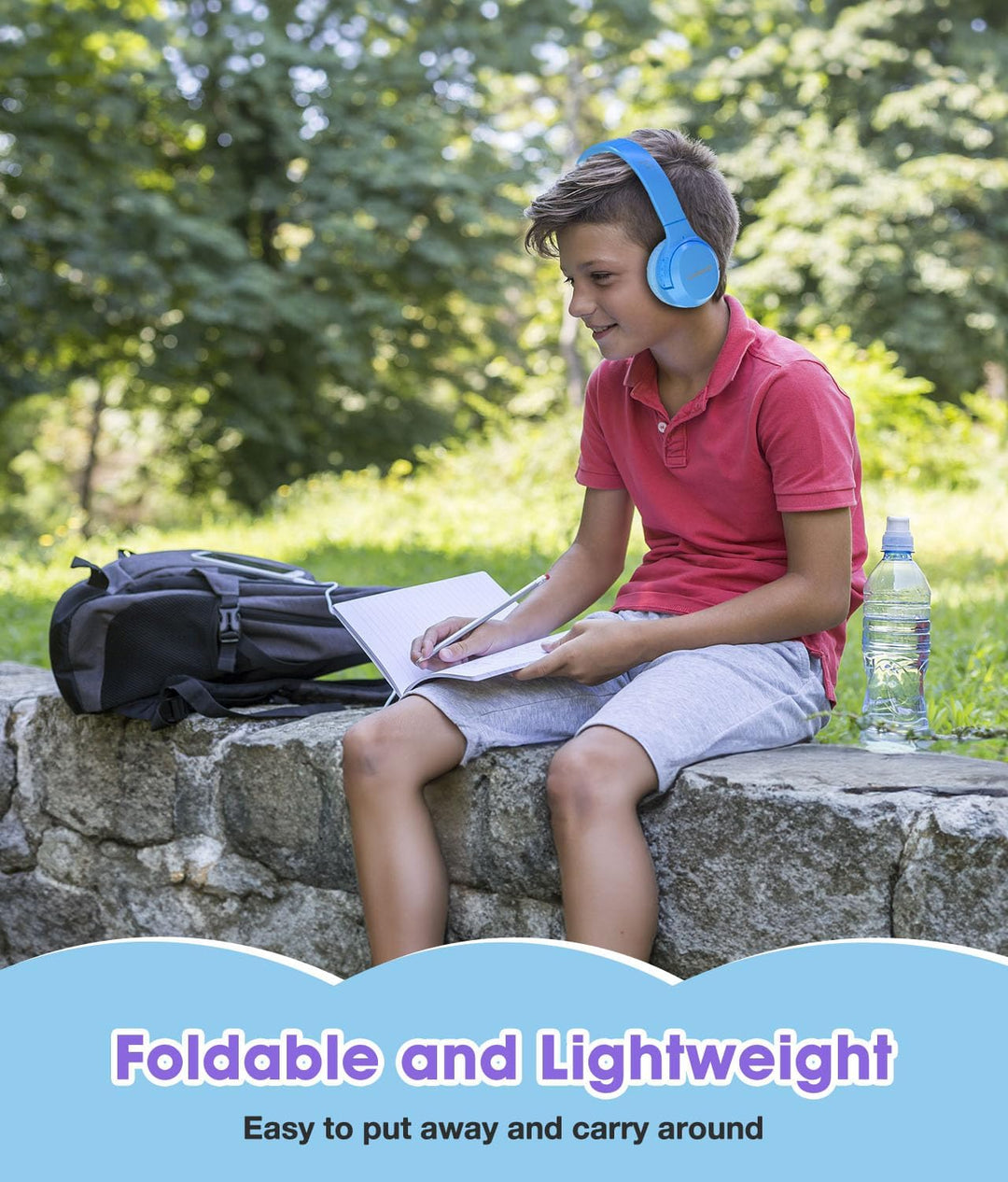 Kinder Kopfhörer Wireless 60H, Faltbare On Ear Kopfhörer mit MIC, Lautstärkebegrenzer 85dB/94dB Drah