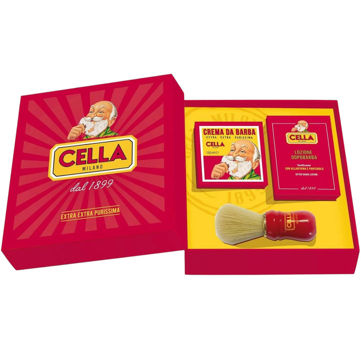 CELLA Shaving Kit, Shaving Cream, Aftershave Lotion, Shaving Brush, 1er Pack(1 x 1 kg)