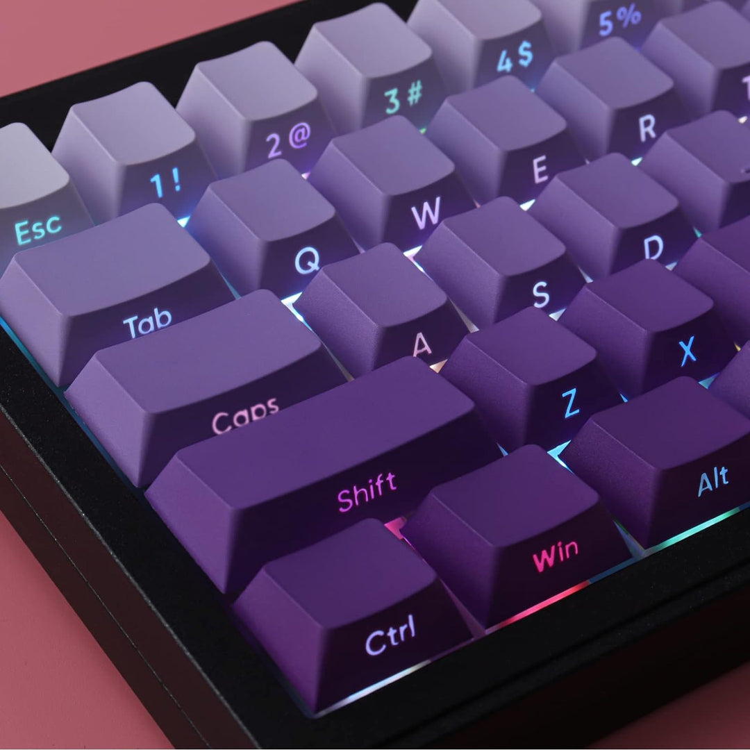 Keycaps PBT Transparente Keycaps Letter Side Engraved Purple Gradient Keycaps 135 Tasten Custom ANSI