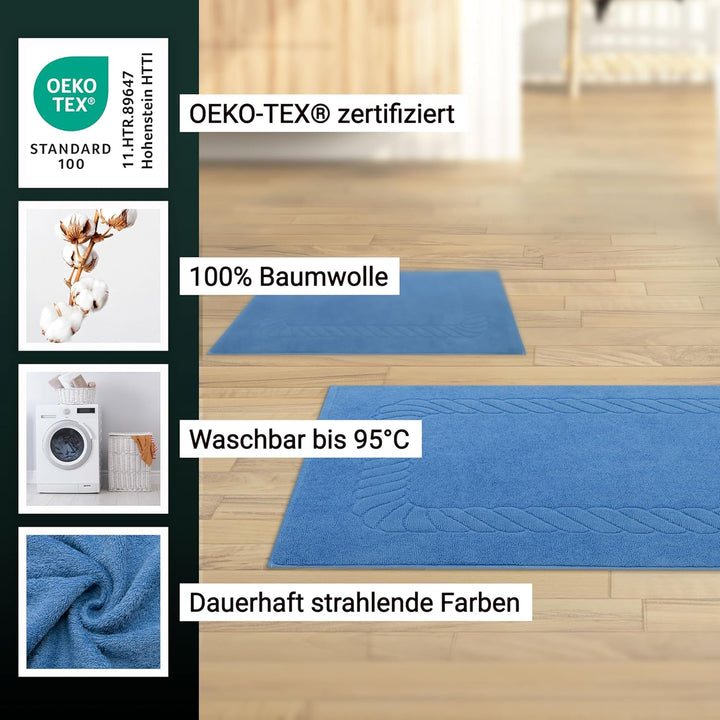 ZOLLNER 2er Set Badematten - weiche und saugstarke Duschvorleger - waschbar bis 95°C - Baumwolle - 5