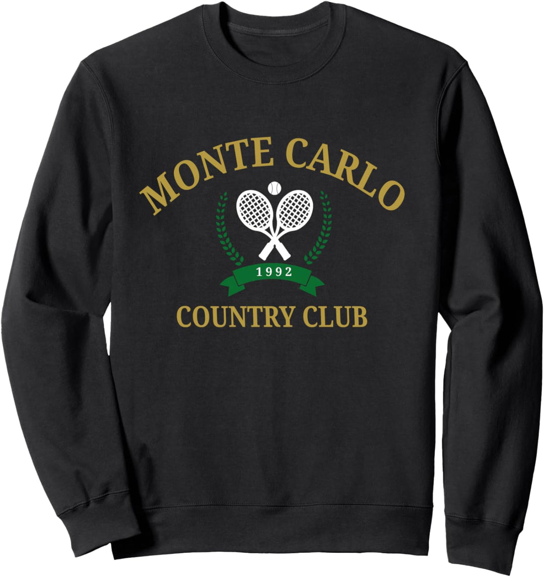 Monte Carlo Country Club Rundhalsausschnitt im Vintage-Tennis-Stil Sweatshirt