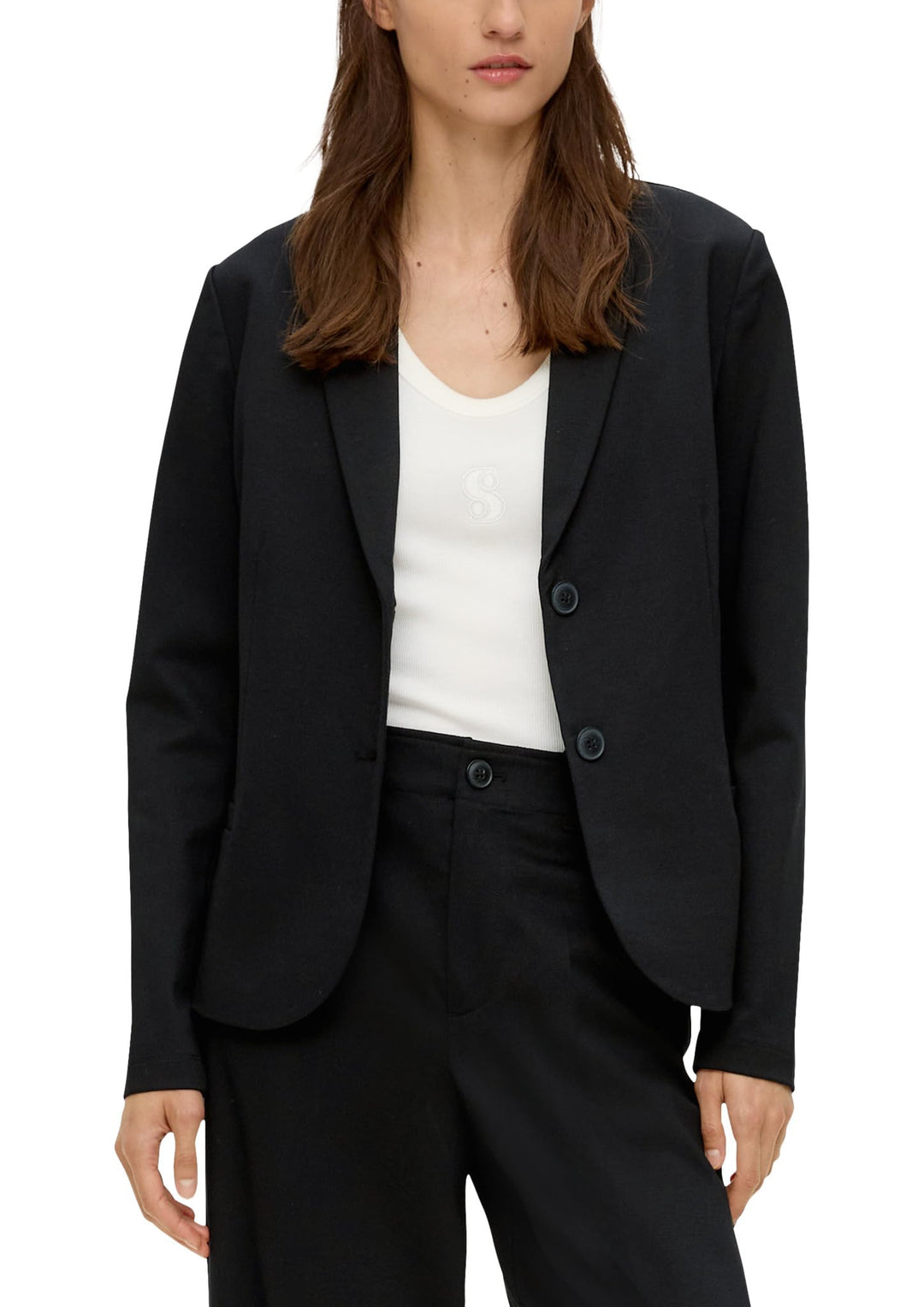 s.Oliver Jersey-Blazer mit Twillstruktur 36 9999_schwarz, 36 9999_schwarz