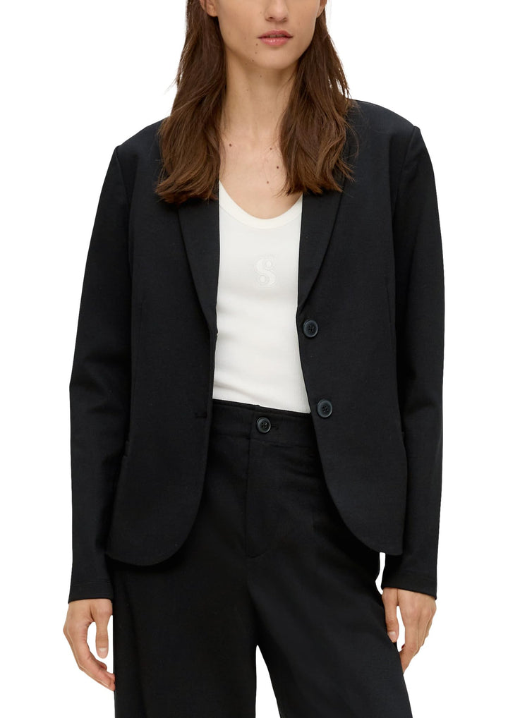 s.Oliver Jersey-Blazer mit Twillstruktur 34 9999 Schwarz, 34 9999 Schwarz