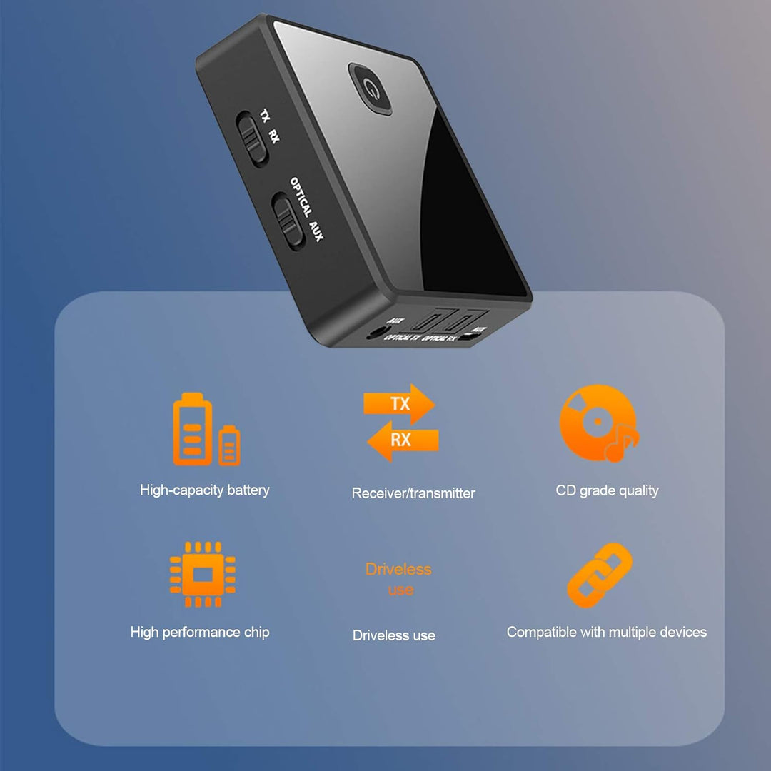 Drahtloser Bluetooth-Senderempfänger, 2-in-1-Glasfaser Bluetooth 5.0 AUX 3.5mm Drahtloser Audioadapt