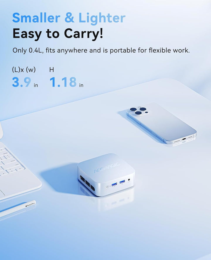 ACEMAGICIAN V1 Mini PC Ιntel Twin Lake N150(Upgraded N100,Bis zu 3,6 GHz),16GB DDR4 512GB M.2 2280 S