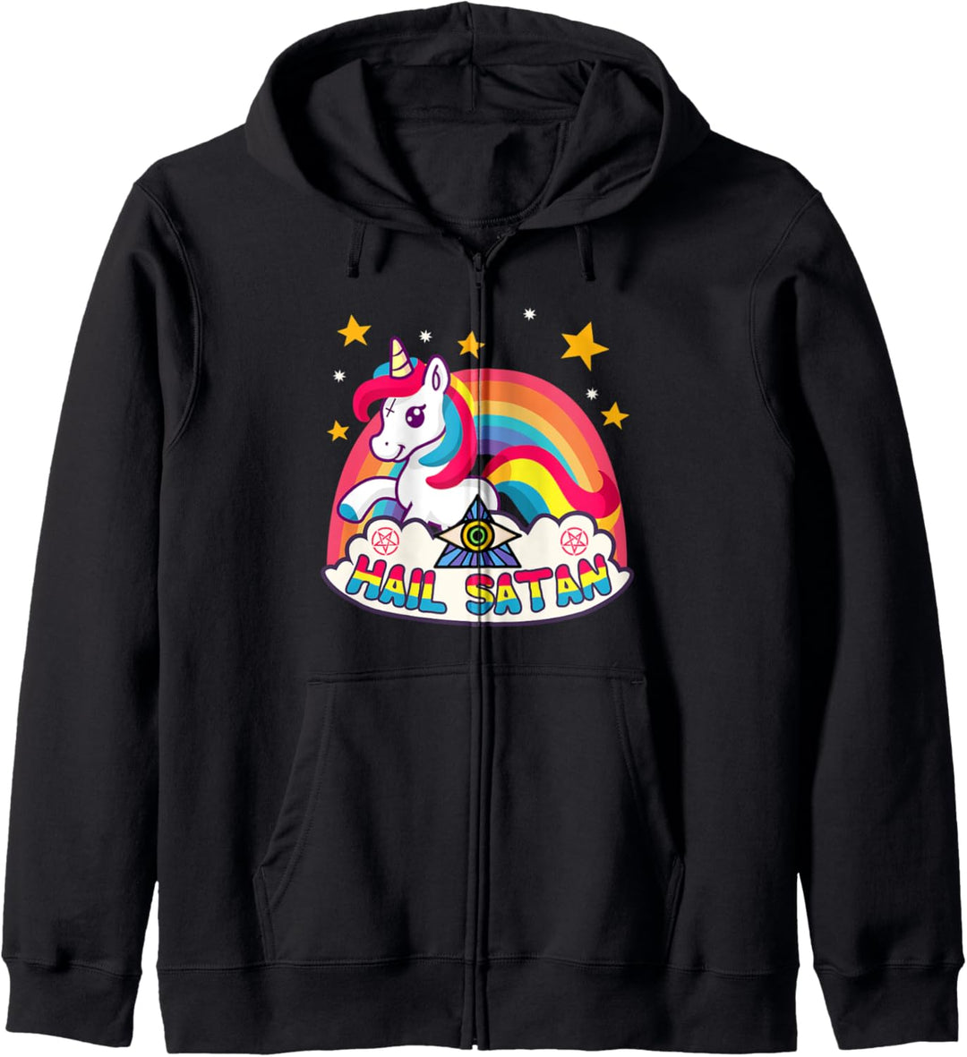 Goth Kawaii Regenbogen Hagel Satan Unicorn Death Metal Kapuzenjacke