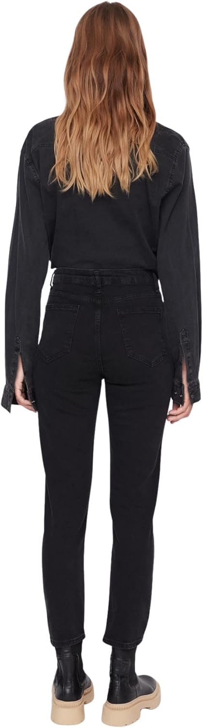TRENDYOL Damen Herren Basic Hoher Bund Slim Jeans 34 Schwarz, 34 Schwarz