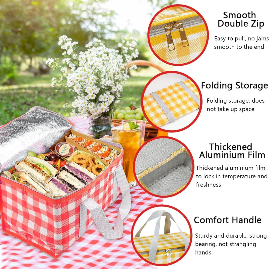 Huakaile Isolierte Picknickkörbe, 35 x 20 x 20 cm, mit Picknickdecke, 180 x 180 cm, tragbare, wasser