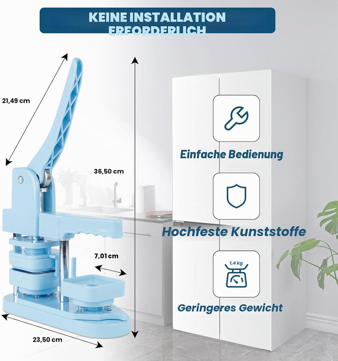 Kühlschrank-Magnet-Maschine, 50 mm, zum Herstellen quadratischer Kühlschrankmagnete, mit Zubehör für