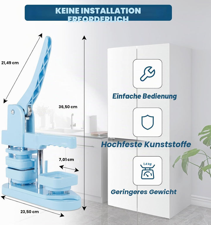 Kühlschrank-Magnet-Maschine, 50 mm, zum Herstellen quadratischer Kühlschrankmagnete, mit Zubehör für