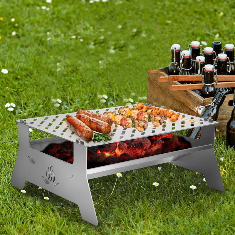 Onlyfire Tischgrill,mobiler Holzkohle-Grill, Grill-Grillrostsystem aus Edelstahl mit Tragetasche und