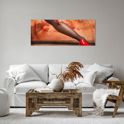 Panorama Bilder auf Leinwand 100x40cm Leinwandbild Bein Strumpf Mode Ferse Gross Wanddeko Bild Schla