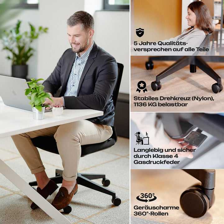 VALKENSTOL M2 Ergonomischer Bürostuhl ohne Armlehne 150 kg [ohne Kopfstütze] Bürostuhl Ergonomisch S