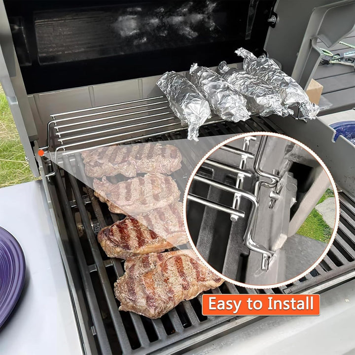 GFTIME 7637 69866 Edelstahl Grill-Warmhalterost ，Edelstahl Grillrost 44,5x26cm ， für Weber Spirit E2