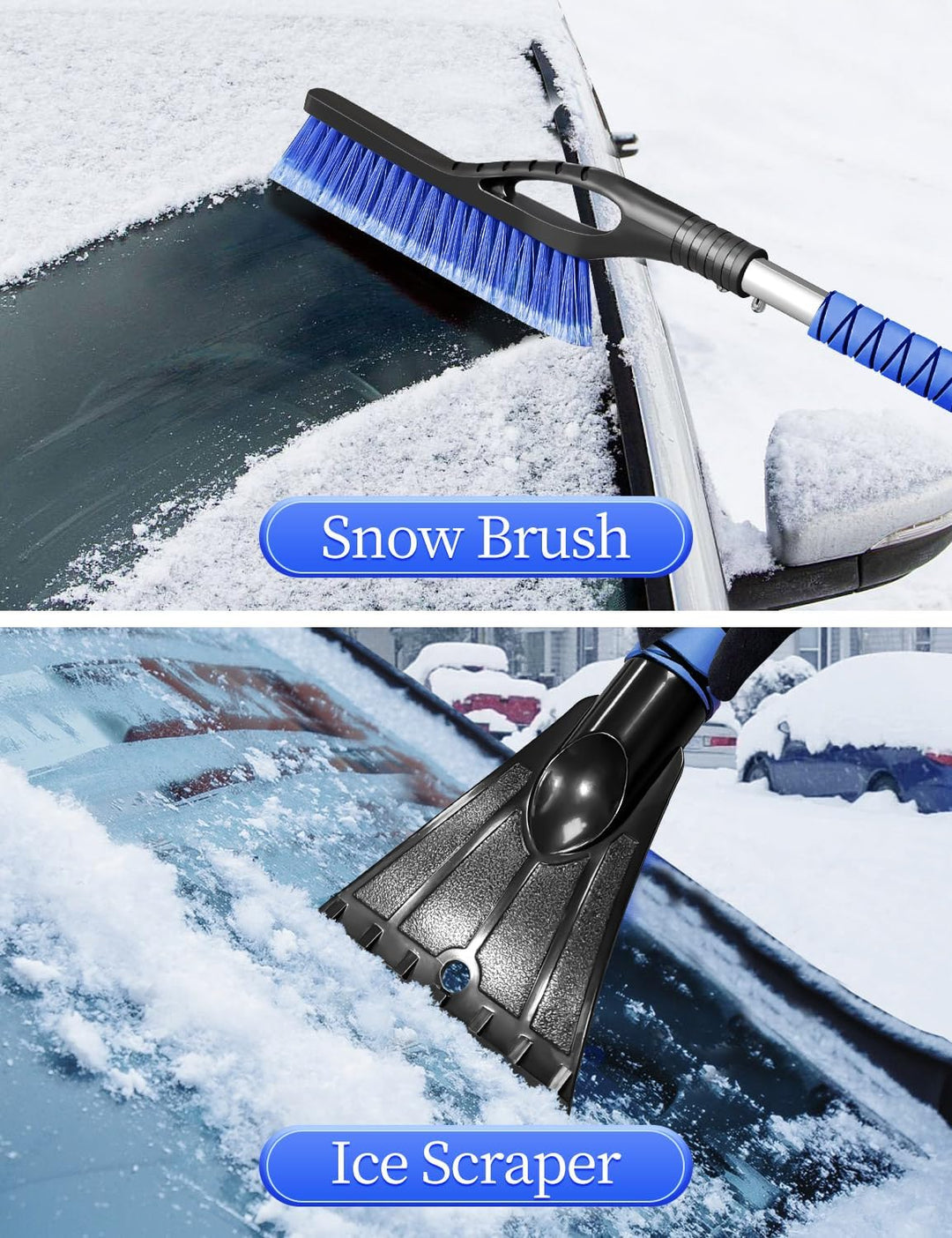 HEEYA Eiskratzer Auto, 69cm Schneeburste und Eiskratzer mit Schaumstoffgriff, Abnehmbarer Schneekabe