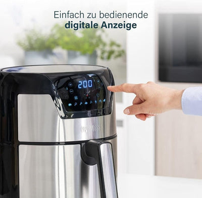 Princess Digitaler Airfryer XXL rund – 4,5 L Volumen – 66,7% weniger Energieverbrauch – Edelstahl –