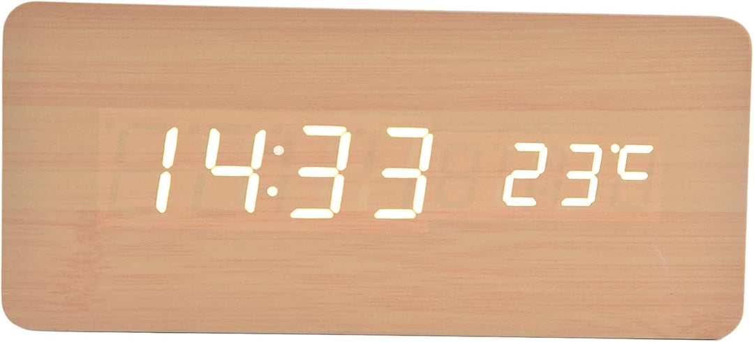 Digitaler Holzwecker, Radiowecker 12/24 Stunden LED-Elektronische Uhr mit Schneller Drahtloser Lades