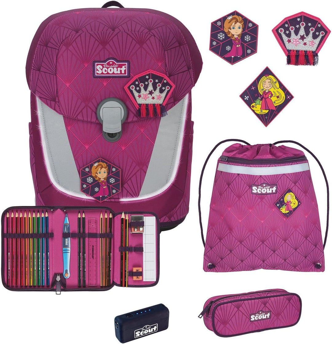 Scout Sunny II Schulranzen-Set 5-tlg. Exklusiv Safety Light Diamond Princess 2023