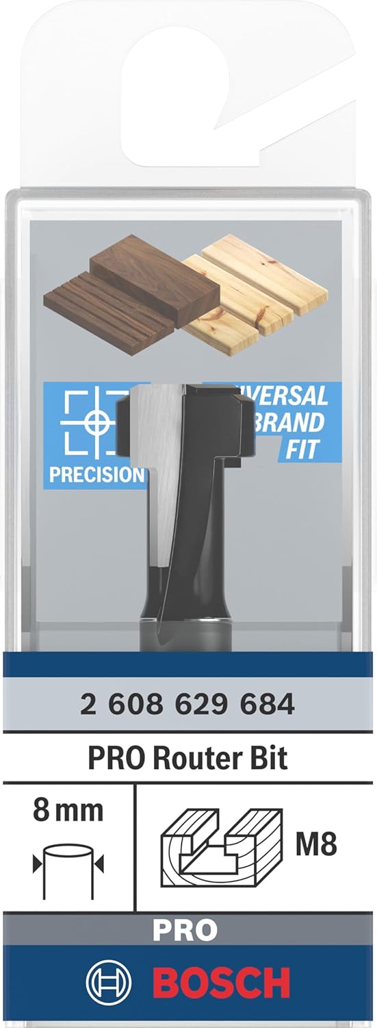 Bosch 1x PRO T-Nutfräser (für Weichholz, Hartholz, Ø 8,6 mm, Professional Zubehör Handfräse, Trim Ro