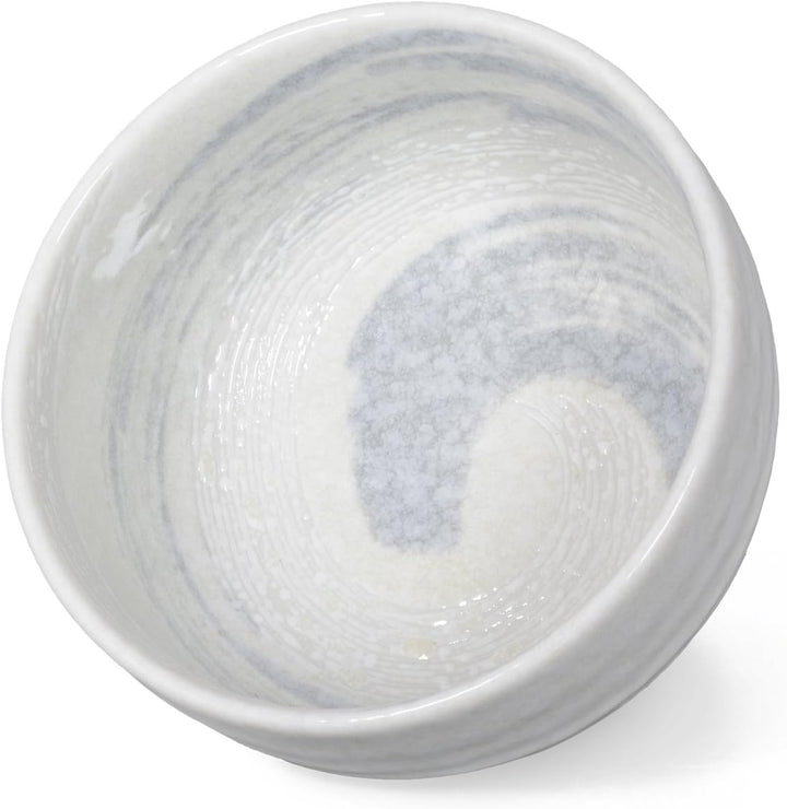 Original japanische Matcha Schale 450ml, handgefertigt, kreativ Ø 12,7cm weiss/grau Original Aricola